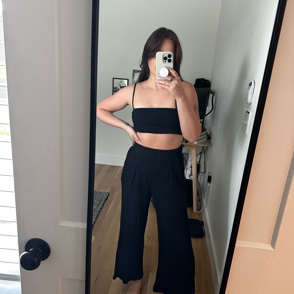 WHIMSY AND ROW BLACK RIB SET (top S, bottom M) Lennon Top Norah Pant